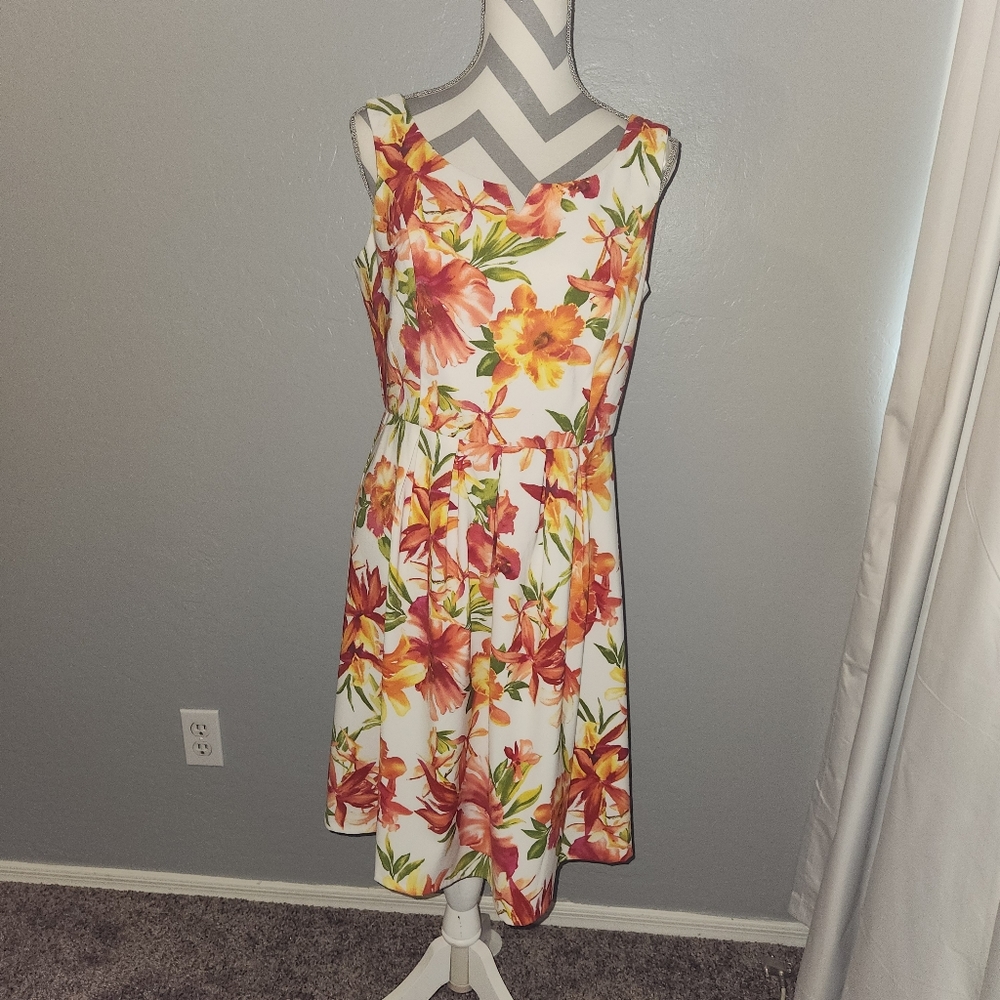 ALYX Fit and Flare Tropical Print Dress Size 12 - Picture 13 of 15